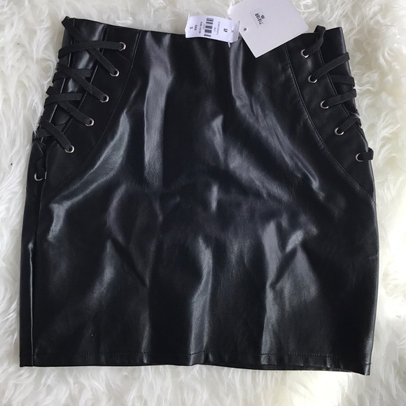 LF seek label side lace leather mini skirt - Picture 5 of 6